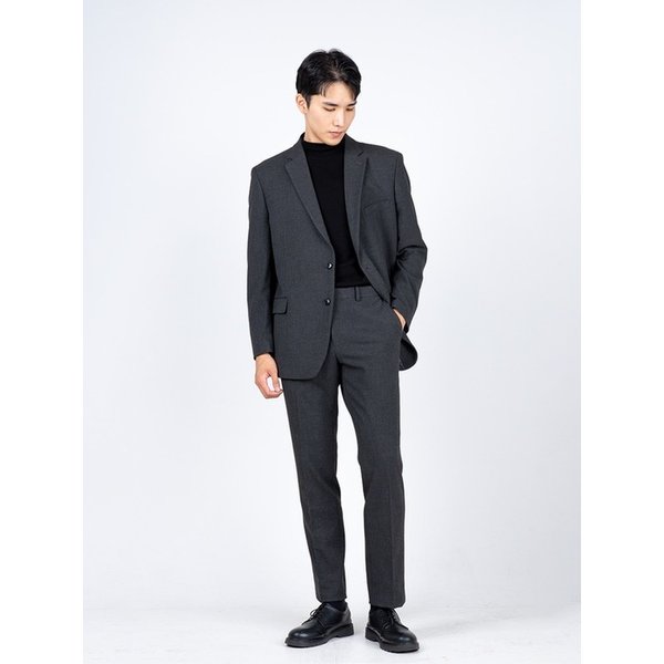 [ M~5XL ] TAPERED HIDDEN BANDING SLACKS CHARCOAL