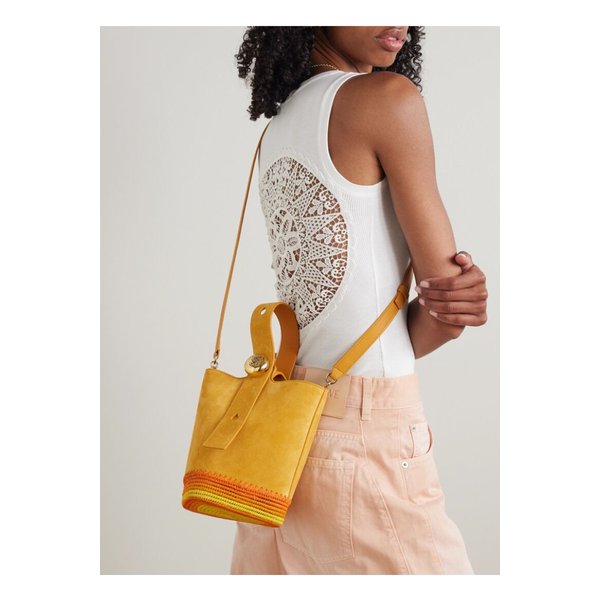 폴라스 이비자 페블 미니 스트라이프 라피아 트림 스웨이드 토트백 46376663162835491