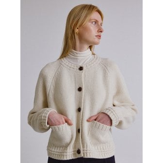 스텝어라운드 Rib line raglan cardigan_IVORY