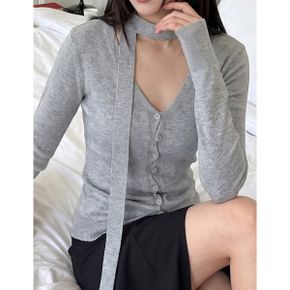 페미닌 케이블 브이넥 타이 가디건 WIDCCD014_P437268832
