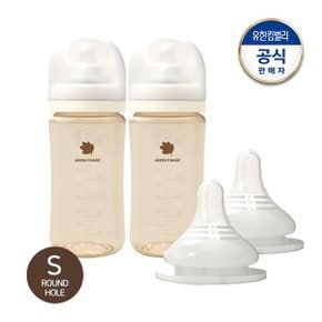 베베그로우 PPSU 젖병 트윈팩 280ml(노꼭지)+젖꼭지 S 2P x 1...