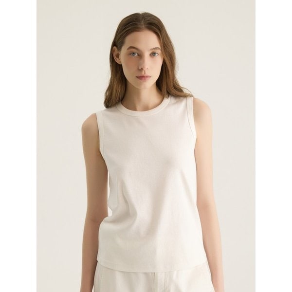 COTTON SLIM SLEEVELESS TOP - WHITE