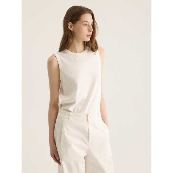 COTTON SLIM SLEEVELESS TOP - WHITE