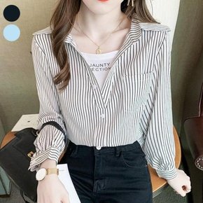여성 오비츠 스트라이프 레이어드 남방 셔츠 (8969018A)