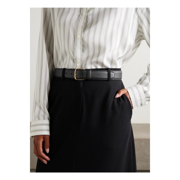 맥시 클래식 텍스처 가죽 웨이스트 벨트 블랙 46376663162897732