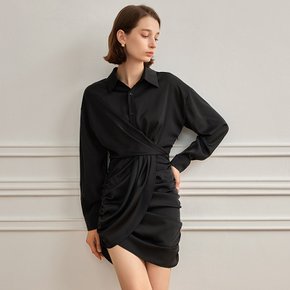 YY_Silk shirt collar dress_BLACK