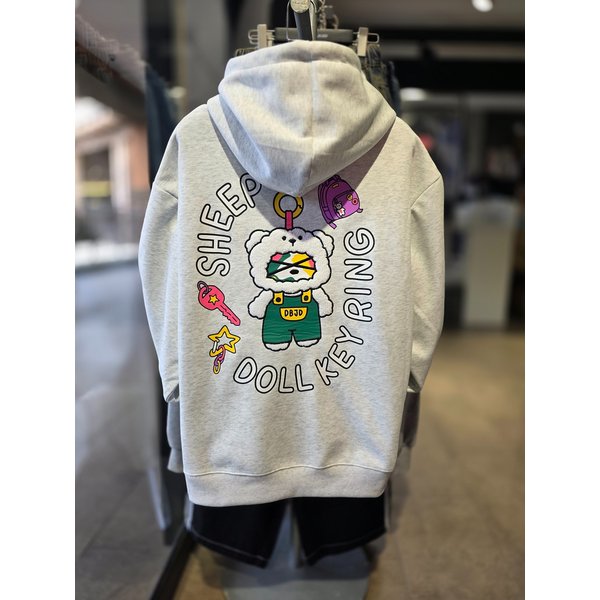 [시흥점] 남여공용 부클 양털키링 세미오버핏 후드(백멜란지) /JGZZ30916LG