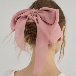 Muse Chiffon Ribbon Bow Hair Pin_Pink