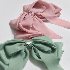 Muse Chiffon Ribbon Bow Hair Pin_Pink