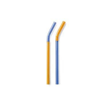 엑스투 Amabro 아마브로 Two Tone Glass Straw (Set of 2) 투 톤 글라스 스트로우 세트 앰버/블루