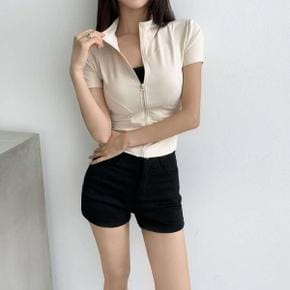 /옷자락 여성 캐주얼 슬림핏 반팔 집업