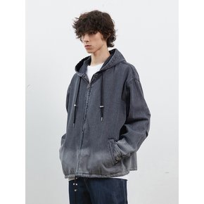 DENIM TUCK HOODED JUMPER GREY