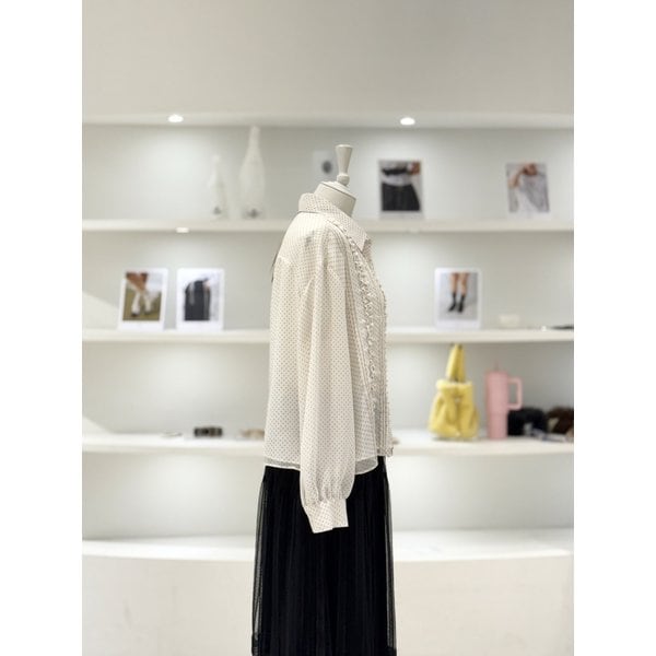 [여주점] 여성 도트 패턴 프릴 디테일 블라우스 (L261PSC002)