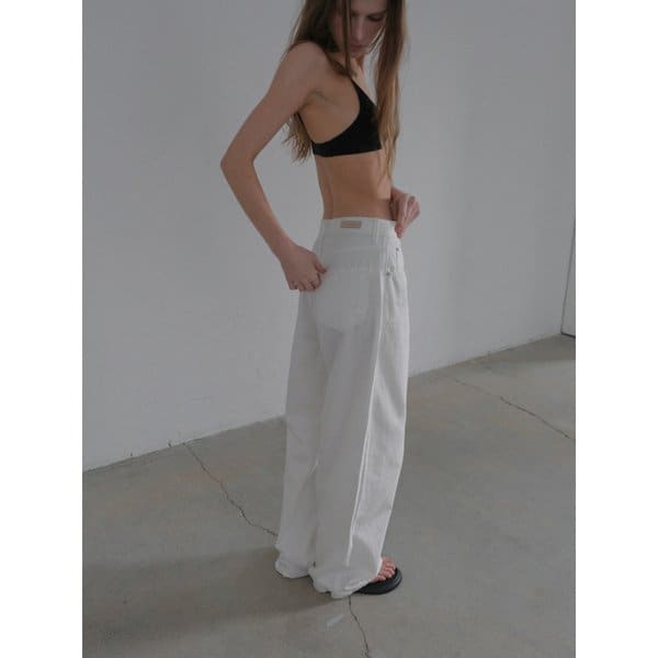 에쿠르 와이드 코튼 데님 진(White)