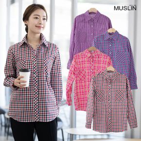엄마옷 면 카라 체크 남방 MQG117523 마담 미시옷 중년여성의류 빅사이즈 50대 6.._P325059230