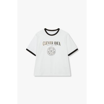 G-CUT [지컷24S/S]글리터 레터링 배색 티셔츠(7254240107)