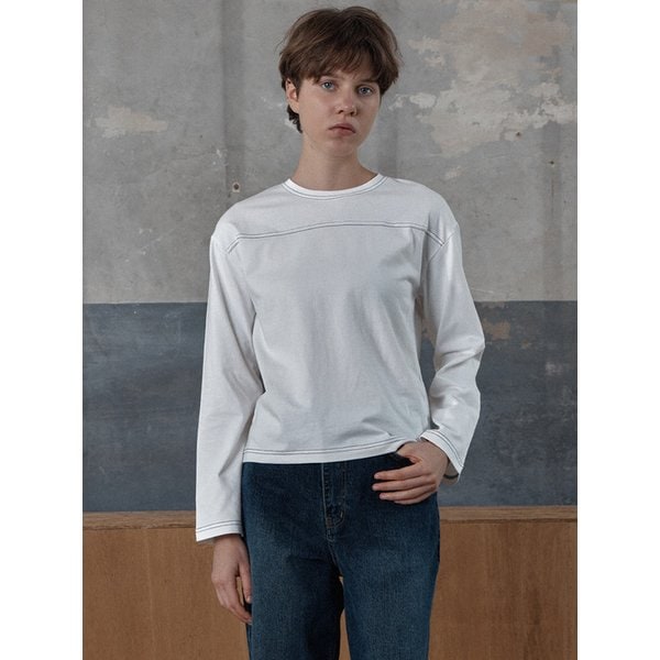 stitch long tee - navy