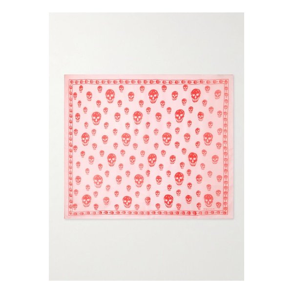 프린트 실크 시폰 스카프 레드 46376663162892194