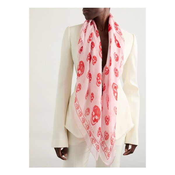 프린트 실크 시폰 스카프 레드 46376663162892194