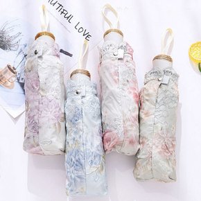 양산 자수 레이스 암막 예쁜 자외선차단 자수 가벼운양산 미니 3단