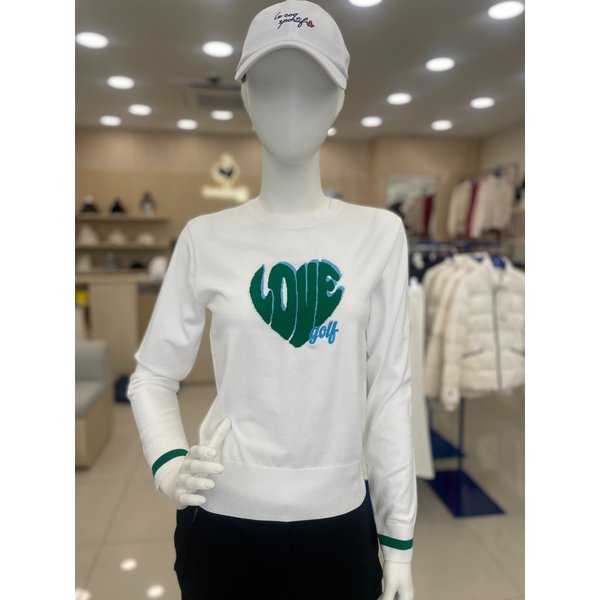 [여주점] 여성 원포인트 라운드 스웨터 GQ122LKP11 WHTE