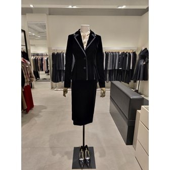 지고트 [파주점] 세트 모던 배색 벨벳 자켓 + 벨벳 H라인 스커트 JPBA0JK121,JPBA0SK121