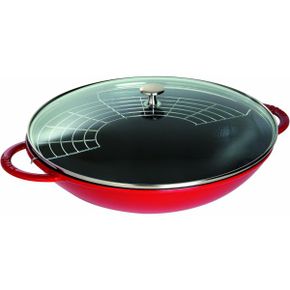 영국 스타우브 후라이팬 Staub 405098980 Cast Iron Wok including Glass Lid and Removable Gri