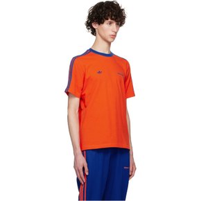 오렌지 adidas Originals 로고 자수 티셔츠 242752M213003