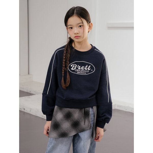 브렛 파이핑 세미크롭 스웻셔츠