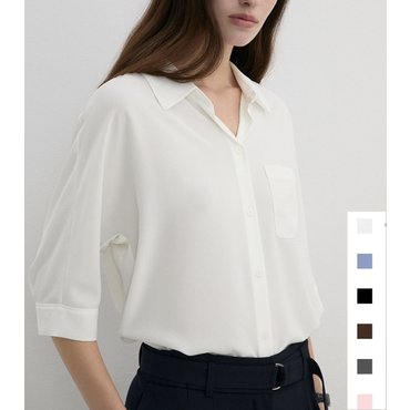 리스트 오픈 카라 7부 셔츠