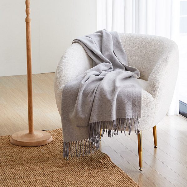 [울메이드/중형]호주산 100 메리노 울담요 중형(헤링본그레이,80*130)