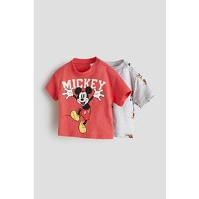 코튼 티셔츠 2피스 세트 레드/Mickey 1128803004