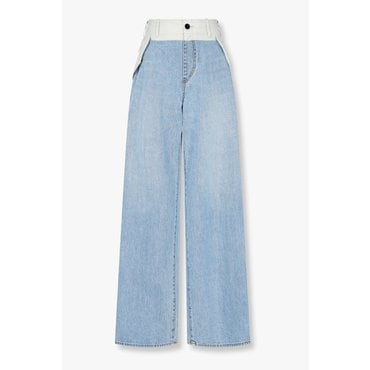 SACAI [사카이] 여성 배색 패치 와이드 데님 팬츠 6415310100