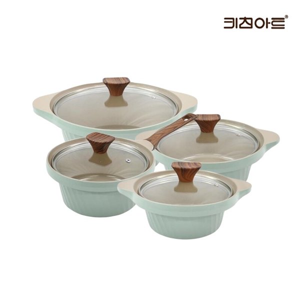 와이즈 IH 인덕션용 세라믹코팅 냄비세트트 4종A(편수18+양수16+20+24)