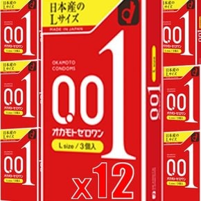 (12박스/12개) 오카모토 제로 원 0.01mm L 사이즈 3개 x 12상자 (4547691775122-12)