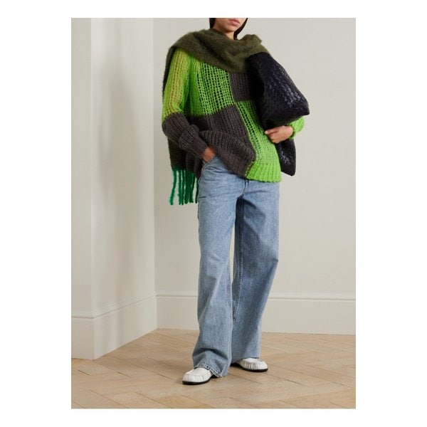 오버사이즈 투톤 오픈니트 스웨터 그린 1647597344753608