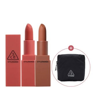 3CE MOOD RECIPE MATTE LIP COLOR 무드레시피 매트 립 컬러 2개 [증정]큐브 파우치 미니_Black