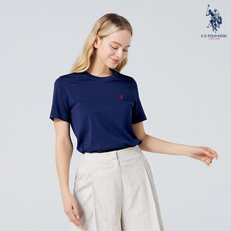 유에스폴로 [U.S. POLO ASSN.] SS 여성 화이트라벨 PIMA COTTON 라운드 티셔츠_NAVY