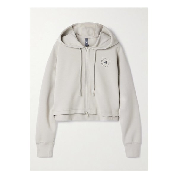 바이스텔라매카트니 크롭  코튼 혼방 저지 후디 그레이 그린 46376663162951400