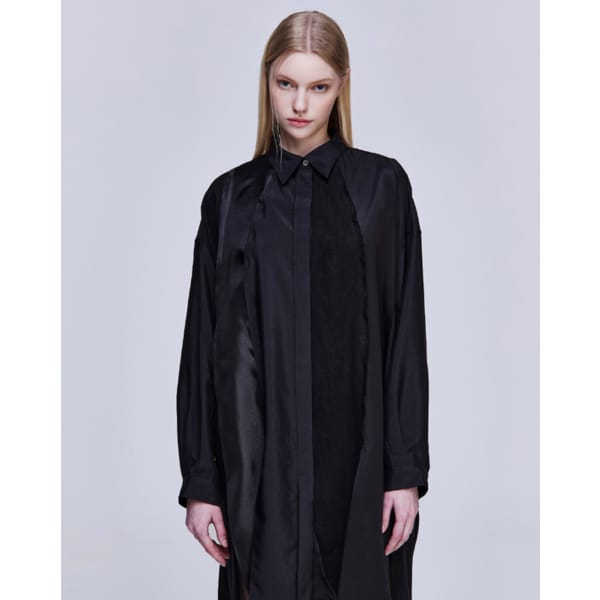 [파주점] [송지오우먼]송지오 컬렉션 어시메트릭 버티컬 원피스 블랙 WH2OP701BK