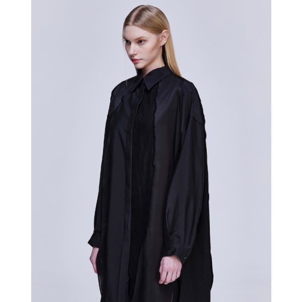 [파주점] [송지오우먼]송지오 컬렉션 어시메트릭 버티컬 원피스 블랙 WH2OP701BK