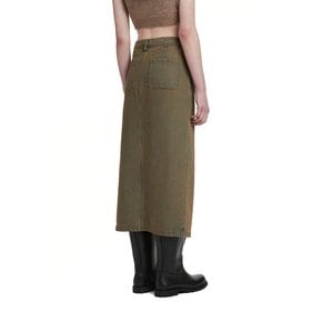 Denim Maxi Skirt_KHAKI