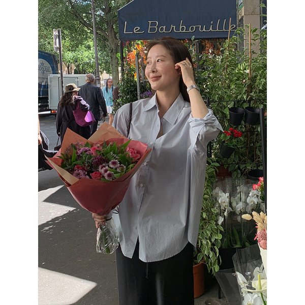 보쥬 박시셔츠_FOG BLUE