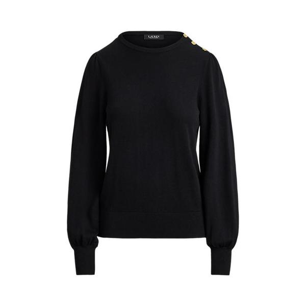 버튼 트림 퍼프 슬리브 스웨터(WMLRSWES6820830001)