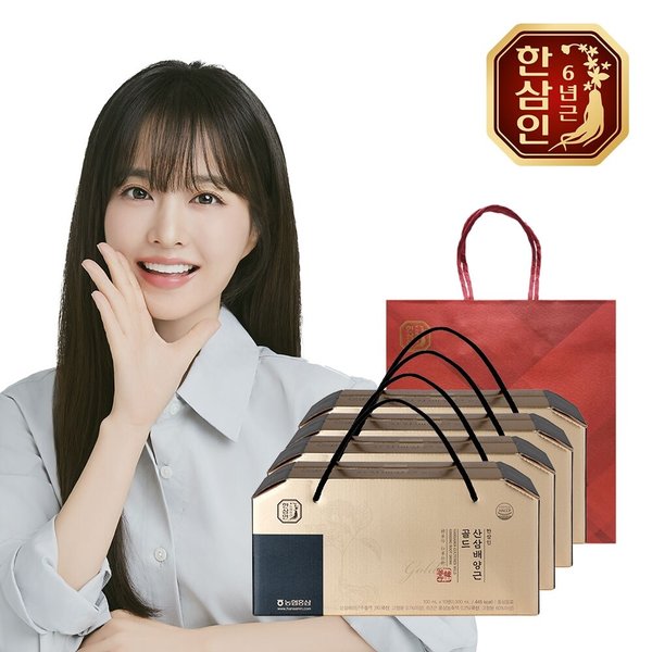 [농협홍삼] 한삼인 국내산 산삼 산삼배양근 골드 100ml 10병 4세트+쇼핑백