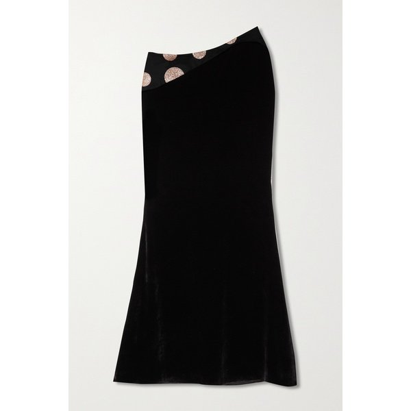 비대칭 글리터 폴카 도트 튤 벨벳 스커트 블랙 1647597302132735