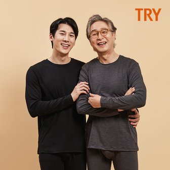 TRY [트라이] 남성 코튼 히트 발열 U넥 상의