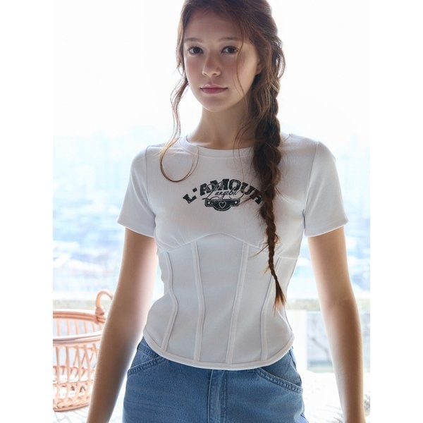 [BLUE LABEL] 코르셋 슬림핏 티셔츠 ES2OTH12