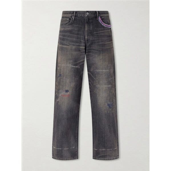 네이버후드 사베이지 와이드 비드 장식 디스트레스드 진 46376663163075007