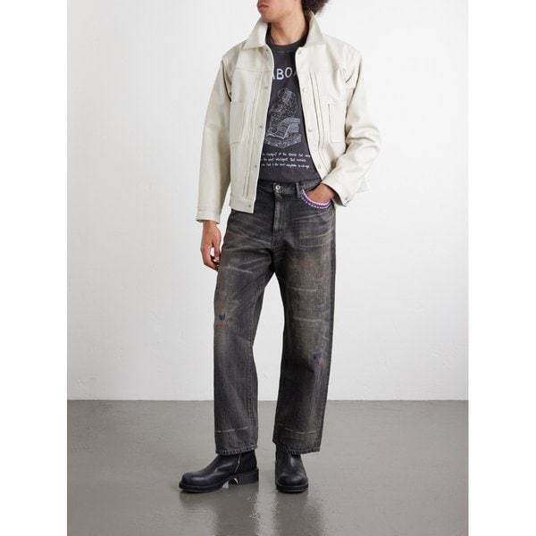 네이버후드 사베이지 와이드 비드 장식 디스트레스드 진 46376663163075007